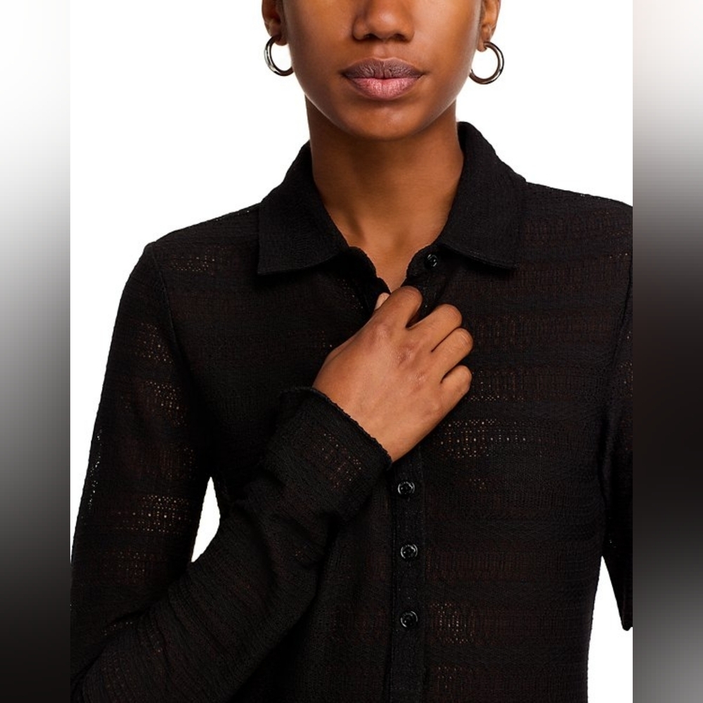Rag & Bone Julia Polo Shirt Black New Med - Picture 3 of 10